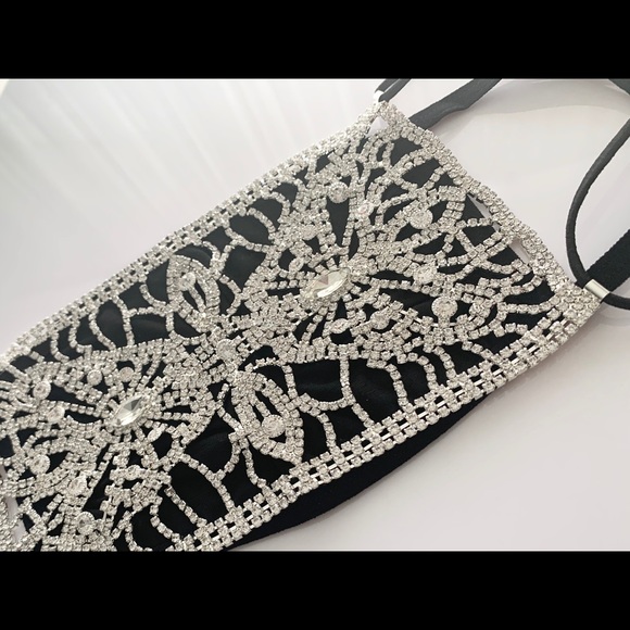 Luxury Rhinestone Mask Cover + black cotton mask - Picture 5 of 8